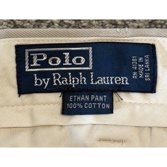 Vtg Polo Ralph Lauren Ethan Pants Mens 40*x32 Beige Khaki Flat Chino Classic - Picture 2 of 8
